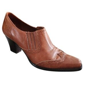 Vtg Coldwater Creek Cognac Brown Western Booties Shoes Wingtip Brogue Size 7.5